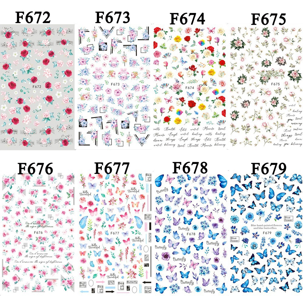 Miếng Dán Trang Trí Móng Tay Hình Cánh Bướm 3d Nhiều Màu Sắc