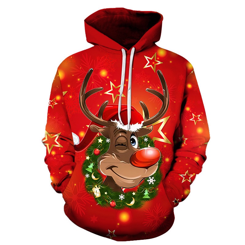 Áo hoodie In Họa Tiết Ông Già Noel 3D Thời Trang Cho Nam