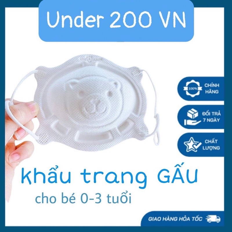 KHẨU TRANG GẤU CHO BÉ 0-3 TUỔI (3 cái)
