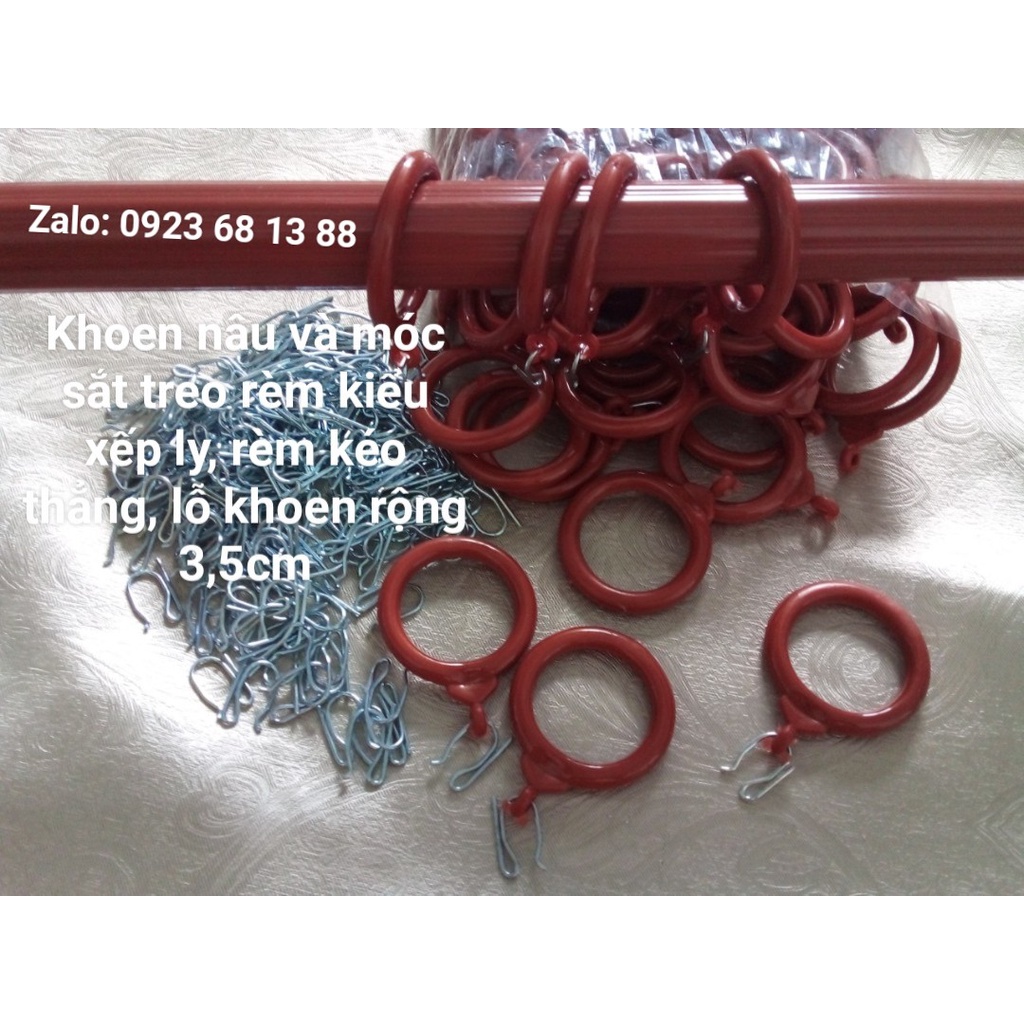 Khoen May Rèm Cửa Kiểu Xếp Ly, Rèm Kéo Thẳng Màu Nâu Gỗ