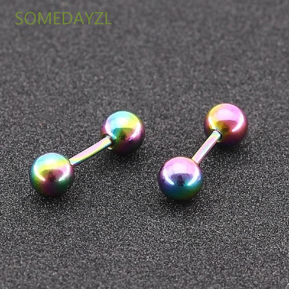 Hoa tai hình quả tạ chất liệu inox hợp yy sành điệu nhiều màu sắc tùy chọn