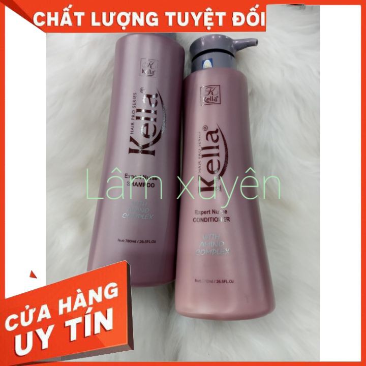 Bộ Dầu gội và dầu xả cặp màu tím cho tóc hư kella 780ml 😍 FREESHIP 🍔phục hồi tóc nát ,tái tạo biểu bì tóc, giúp tóc khỏe