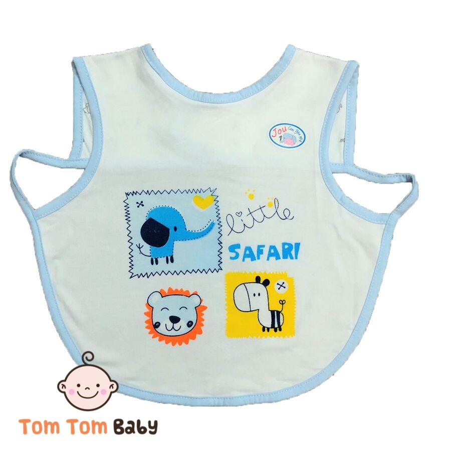 Yếm áo ăn dặm cotton 2 lớp loại lớn JOU cho bé từ 12-18M (miếng dán phía sau)