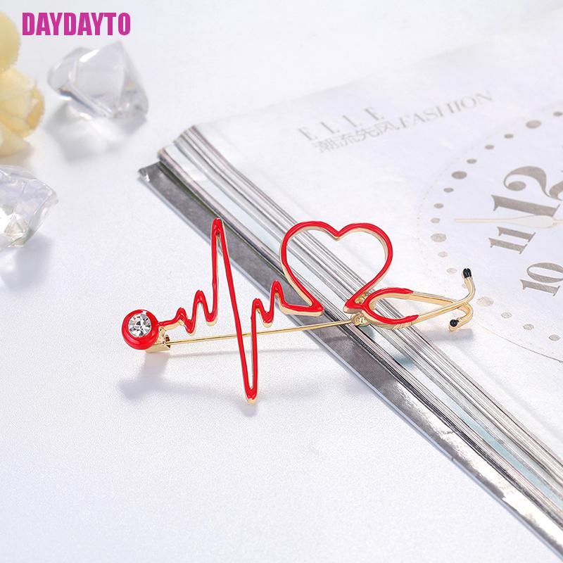 Ghim Cài Áo Tráng Men Hình Nhịp Tim / Ống Nghe Bác Sĩ