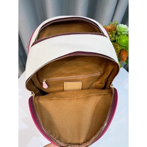 TNS-Balo nữ form vuông siêu  Court backpack--tone trắng tim hồng motif trendy