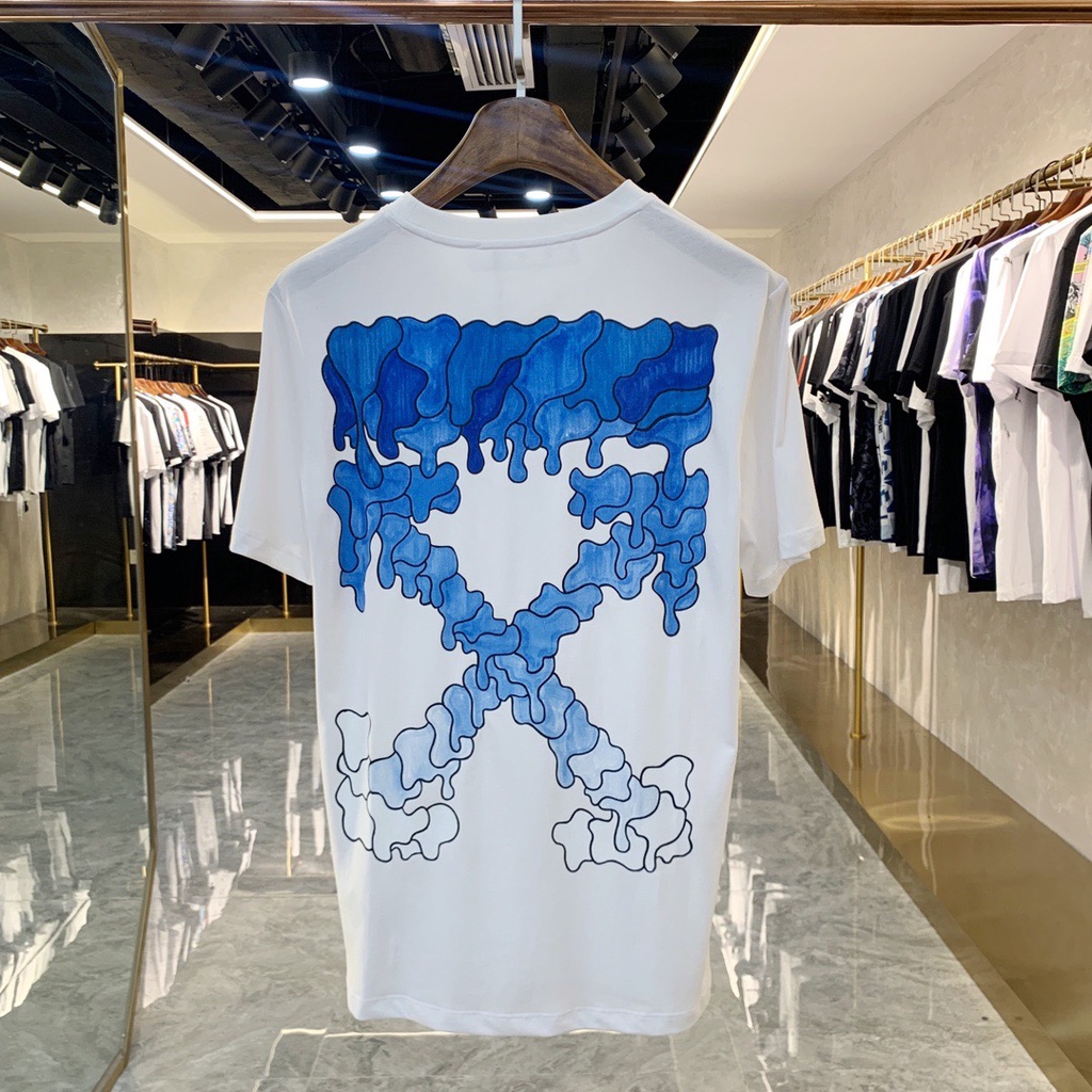 Áo thun tay ngắn cổ tròn in chữ Off White thời trang cho nam