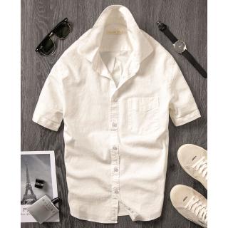 Sơ Mi Linen Trơn Màu Trắng Sữa M2