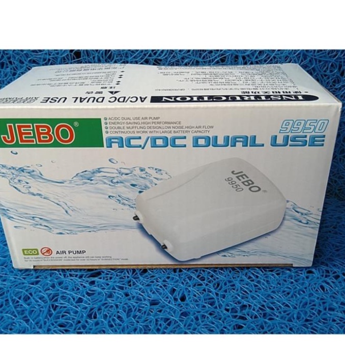 Máy sủi khí tích điện JEBO 9950 dùng cho hồ cá - dụng cụ bơm oxi pin sạc - phòng khi mất điện đột ngột