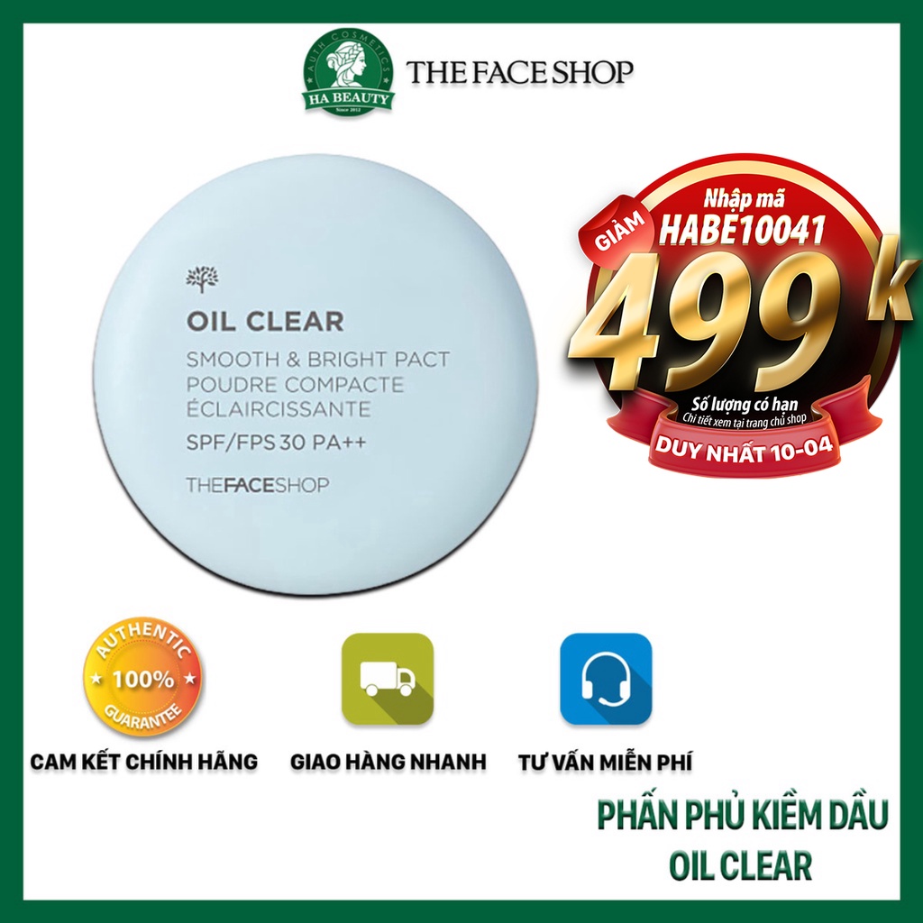 Phấn phủ kiềm dầu siêu mịn cho da hỗn hợp da dầu trang điểm The Face Shop Oil Clear Smooth &amp; Bright Powder 9g