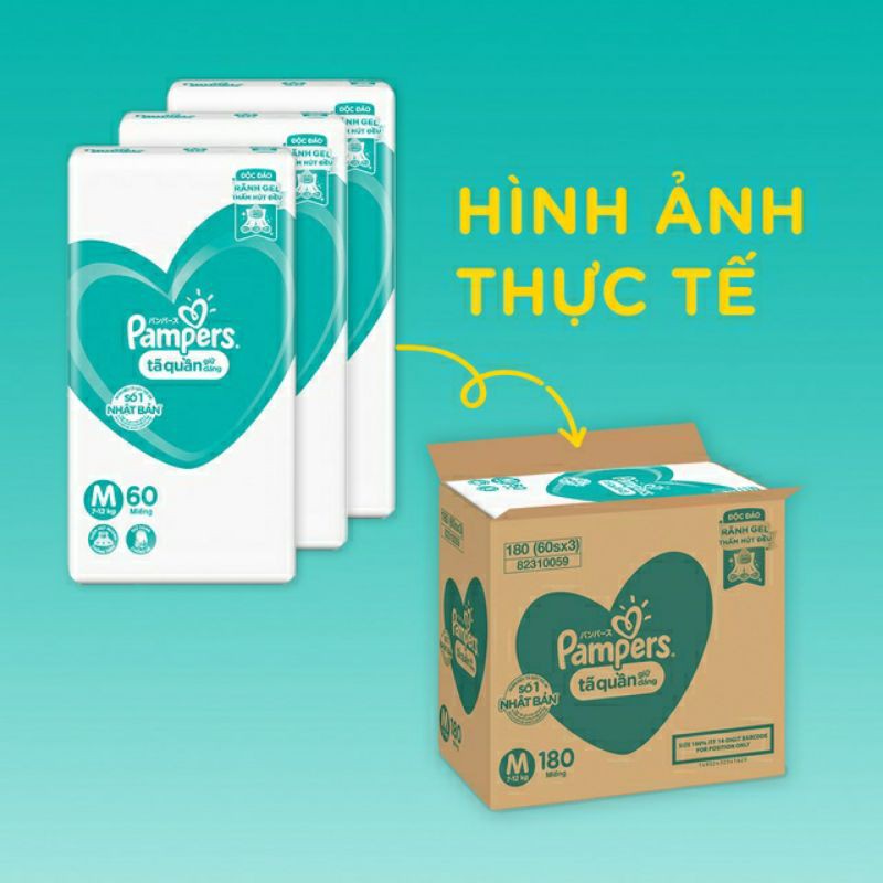 (CHÍNH HÃNG) Thùng Mega Tã Quần Giữ Dáng PAMPERS Tiết Kiệm M180