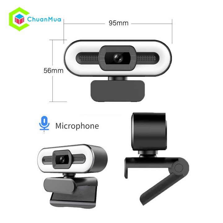 Webcam Máy Tính Có 2 Mic Đèn LED Trợ Sáng Full HD 2K / 1080p Cao Cấp ( Call Video, Hội Họp, Học Zoom, Laptop Wedcam ...)