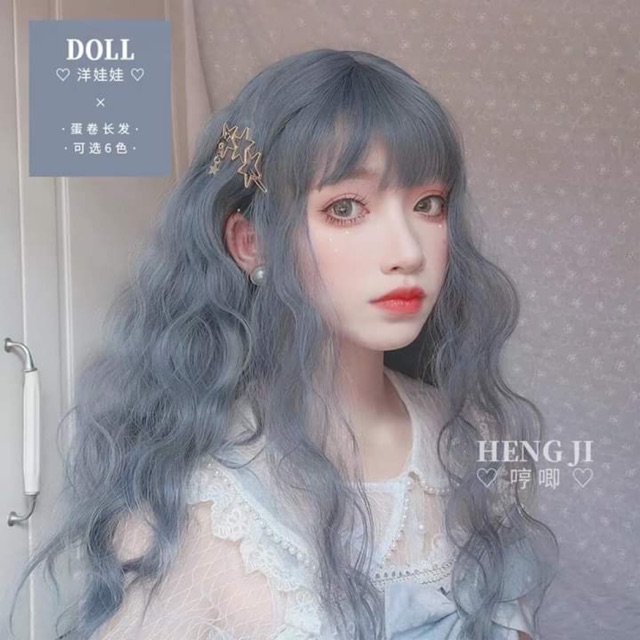 Tóc giả xù xanh❤️freeship 50k❤️ tặng lưới chùm tóc