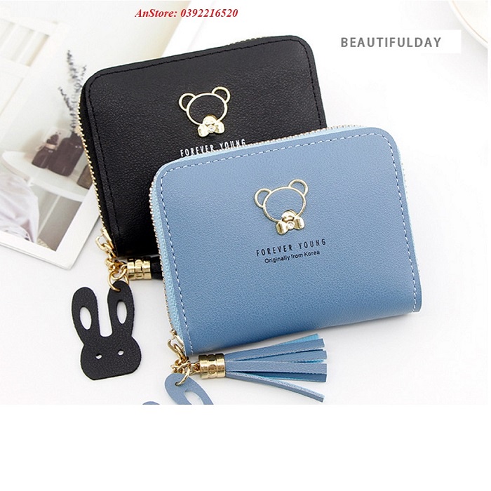 Bóp Da Nữ Mini Thời Trang Cao Cấp Nhiều Màu Siêu Cute, Ví Nữ Mini FOREVER YOUNG 1 Dây Khóa Nhỏ Gọn Tiện Dụng LV01