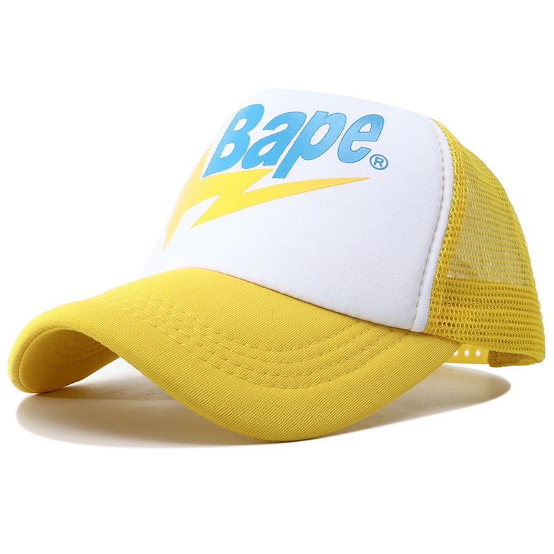 BAPE Nón Lưỡi Trai Phối Lưới Thoáng Khí Thời Trang Mùa Hè Phong Cách Đường Phố Mỹ