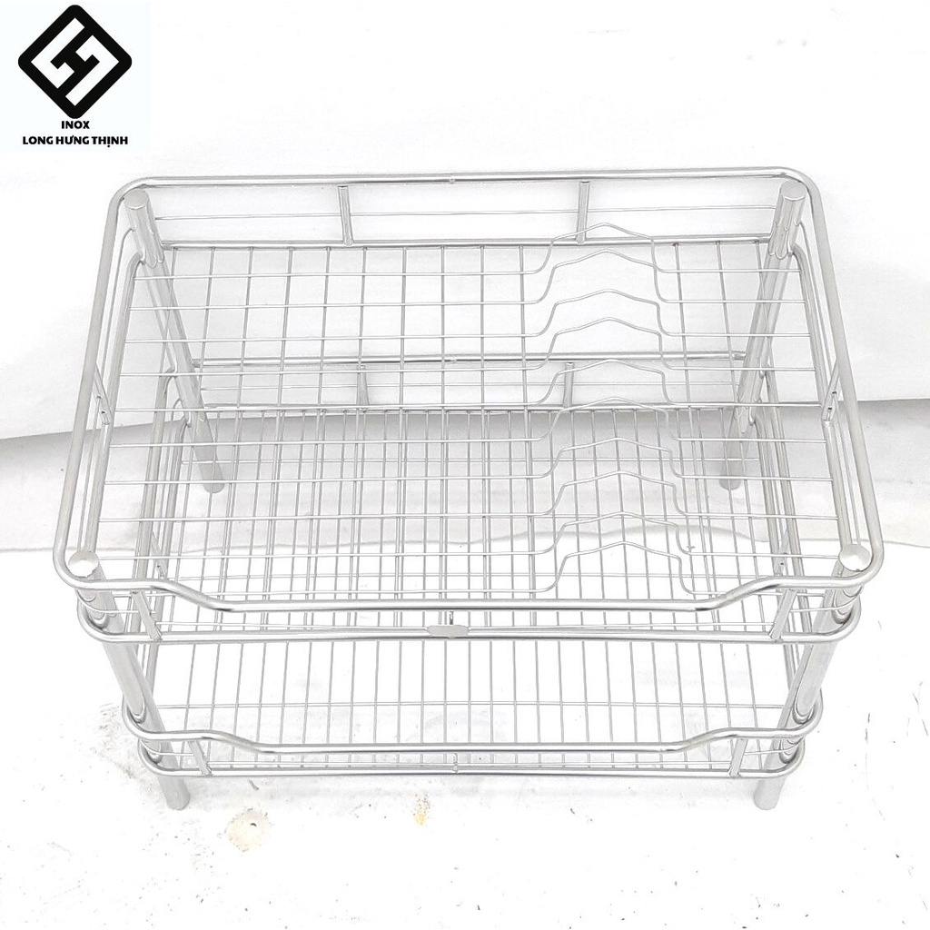 Kệ chén đĩa INOX cao cấp 2 tầng có sóng đĩa, kệ nhà bếp INOX sáng bóng, cứng cáp, chắc chắn.