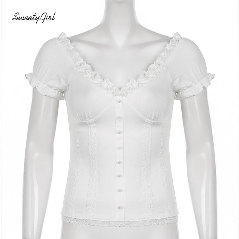 Áo Thun Tay Ngắn Cổ Chữ V Màu Sắc Ngọt Ngào Dành Cho Nữ