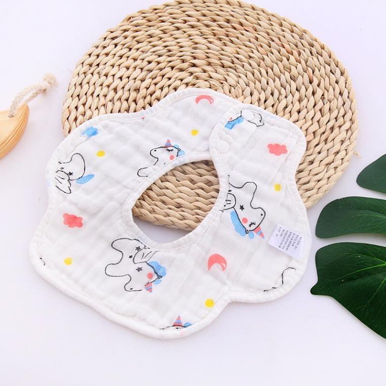 [ Mẫu mới] Yếm tròn xoay 8 lớp 100% cotton dày dặn, siêu thấm hút mềm mại ,an toàn với da bé