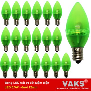 20 bóng led trái ớt tiết kiệm điện  - E12 - Trắng, đỏ, xanh lá, xanh dương, vàng.