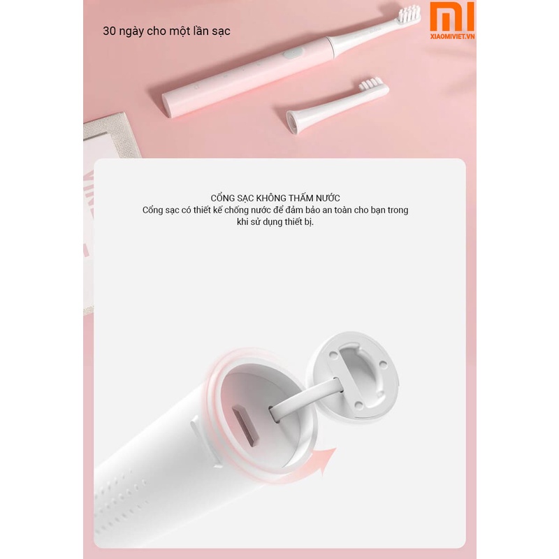 Bàn Chải Điện Xiaomi Mijia T100 Bảo Vệ Nướu, Pin Sạc, Kháng Nước Ipx7-Bảo Hành 12 Tháng