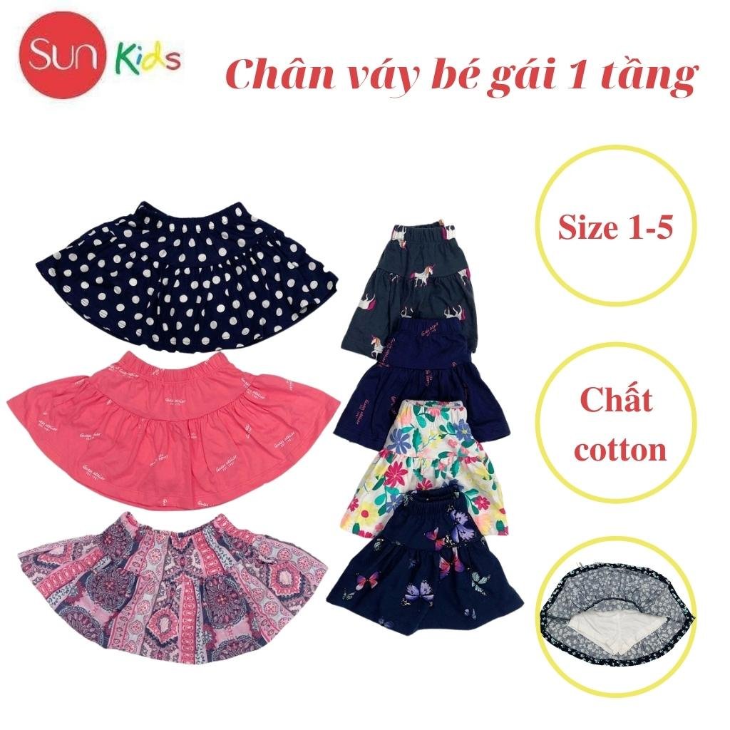 Chân váy cho bé, đầm bé gái 1 tầng, chất cotton, có quần đùi trong, size 1-5 - SUNKIDS1