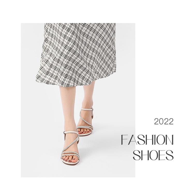 Sandal cao gót nữ dusto thười trang công sở đẹp cao cấp đính đá lấp lánh chắc chắn êm chân màu đen,be-SDDT015