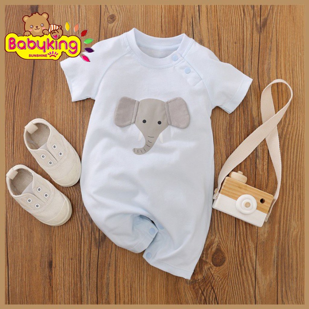 BodySuit,áo liền quần dễ thương ngắn tay kiểu con voi cho bé(3026), cotton 100%,thương hiệu Aiueo Nhật Bản.