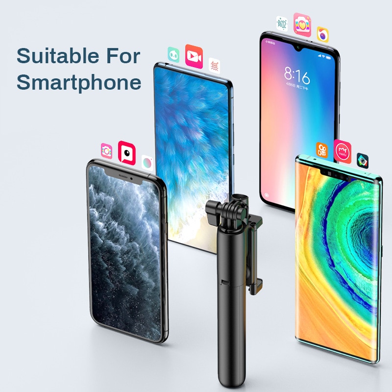 Gậy Chụp Hình Tự Sướng Không Dây Có Đèn Led Làm Giá Đỡ Ba Chân Cho Iphone Xiaomi Huawei Android
