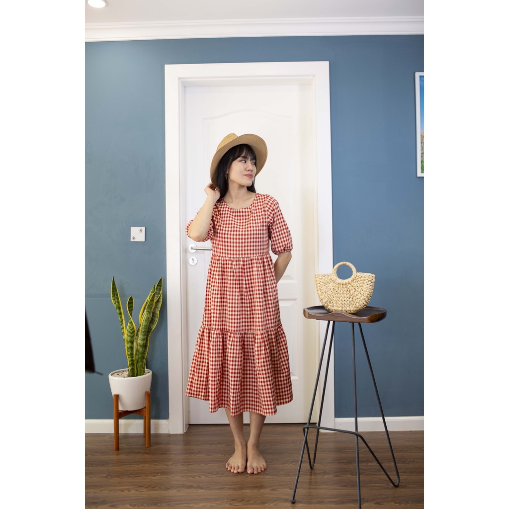 Đầm Xuông Chữ A Sọc Kẻ Hàn Quốc Dài Qua Đầu Gối, Ca Rô Dịu Dàng, Phong Cách Mùa Hè Cho Các Bạn Nữ | BigBuy360 - bigbuy360.vn