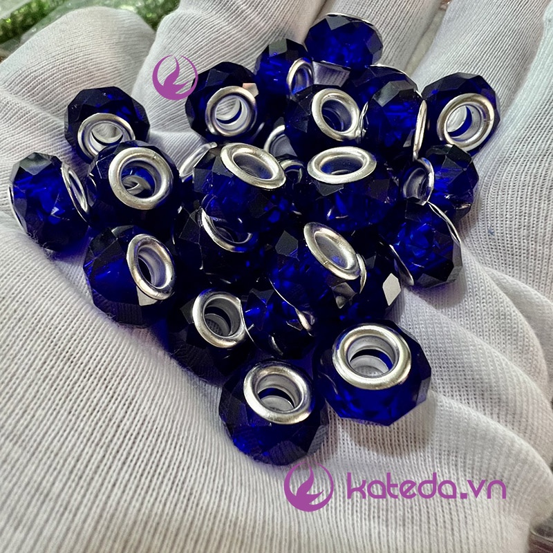 Combo10 Hạt charm xỏ vòng chất liệu thủy tinh nặng hạt size 9 x14mm, lỗ 5mm - có tất cả 9 màu