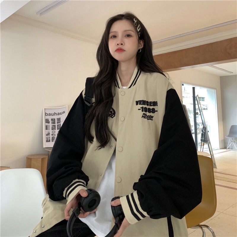 Áo Bomber phối tay Áo khoác thêu 2 lớp UNISEX Big Size nam nữ mặc được siêu hot