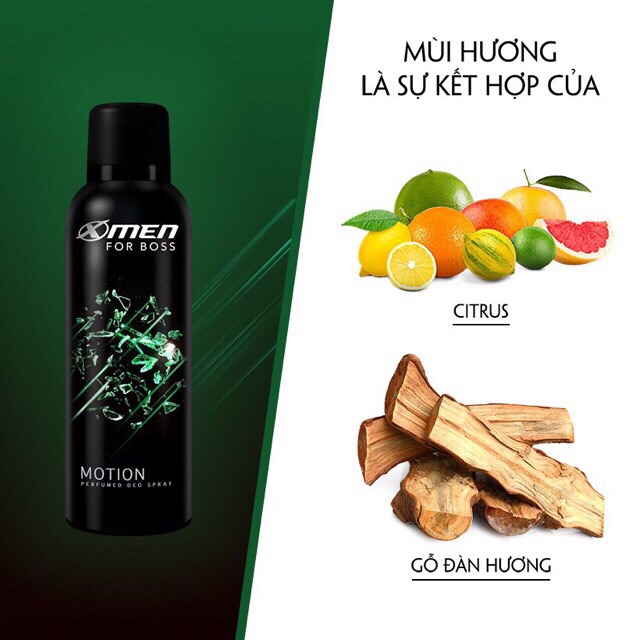 XỊT KHỬ MÙI X-MEN FOR BOSS MOTION 150ML