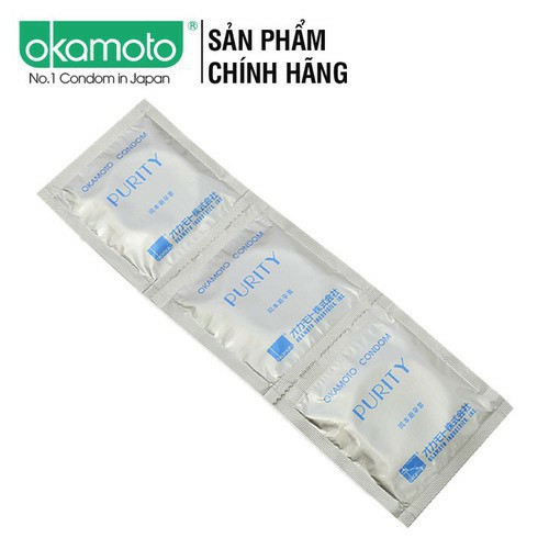 Bao cao su  Okamoto Purity 003 Nhật Bản siêu mỏng trơn mượt hương vani size to 53mm