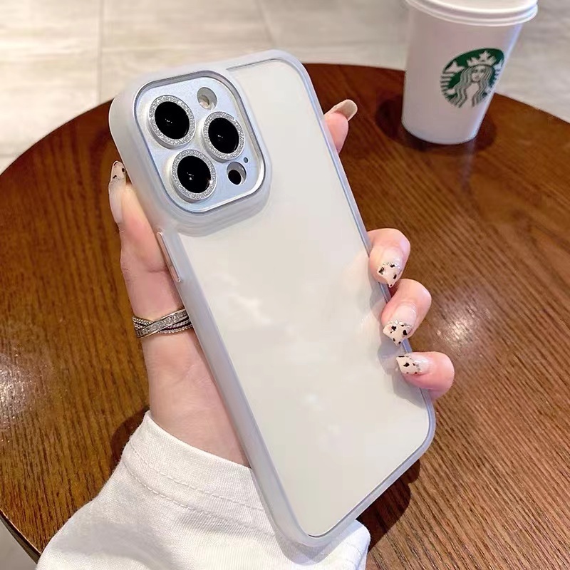 Ốp Điện Thoại acrylic Cứng Trong Suốt Phối Kim Tuyến Hình Tròn Cho compatible for iPhone 13 pro max 12 pro max 11 pro max case