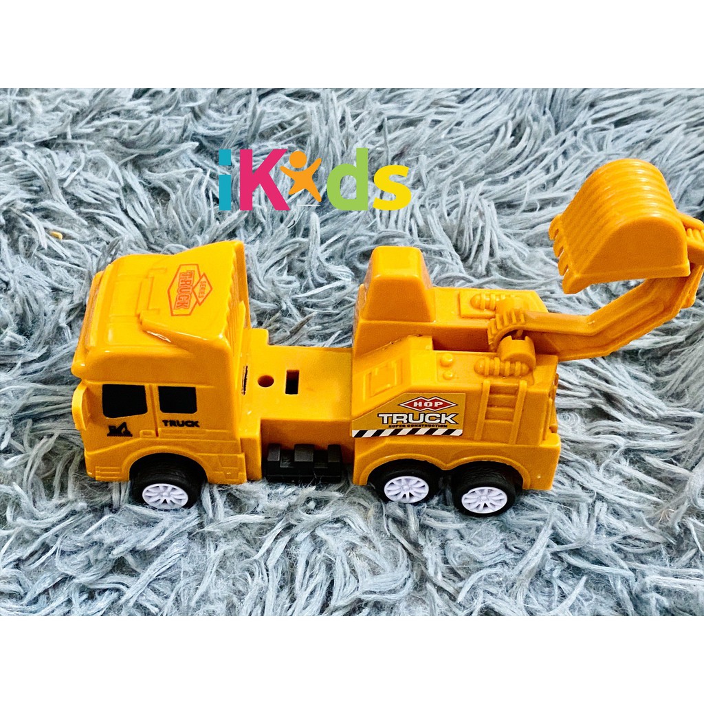 Bộ đồ chơi 4 xe công trình iKids Vietnam, máy xúc, xe tải, cần cẩu, xe trộn bê tông