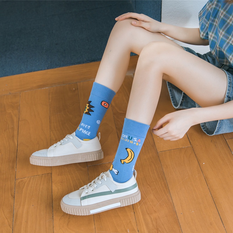 Vớ tất unisex núi lửa chuối xanh cổ cao