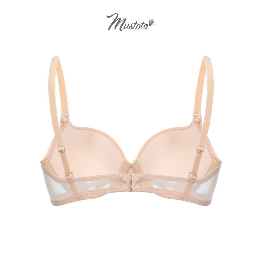 Combo 2 Áo Lót Nữ Mút Mỏng Trơn Phối Lưới Bra Cao Cấp Đen, Da Nhạt (Mustoto MA43)