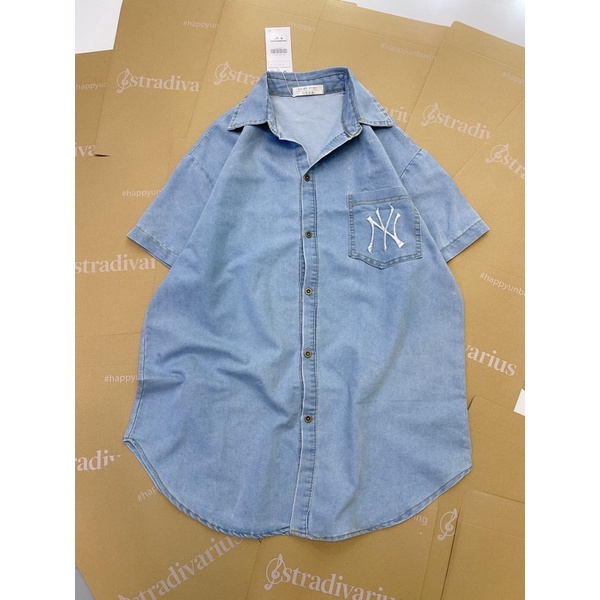 BÁN SỈ ÁO SƠ MI BÒ THÊU CHỮ NYI ĐÁP TÚI CHO NỮ | BigBuy360 - bigbuy360.vn