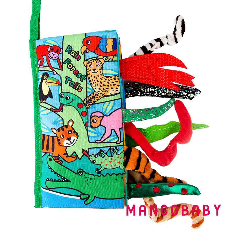 Sách tranh có các đuôi động vật 3D bằng vải mềm bằng tiếng Anh cho trẻ em