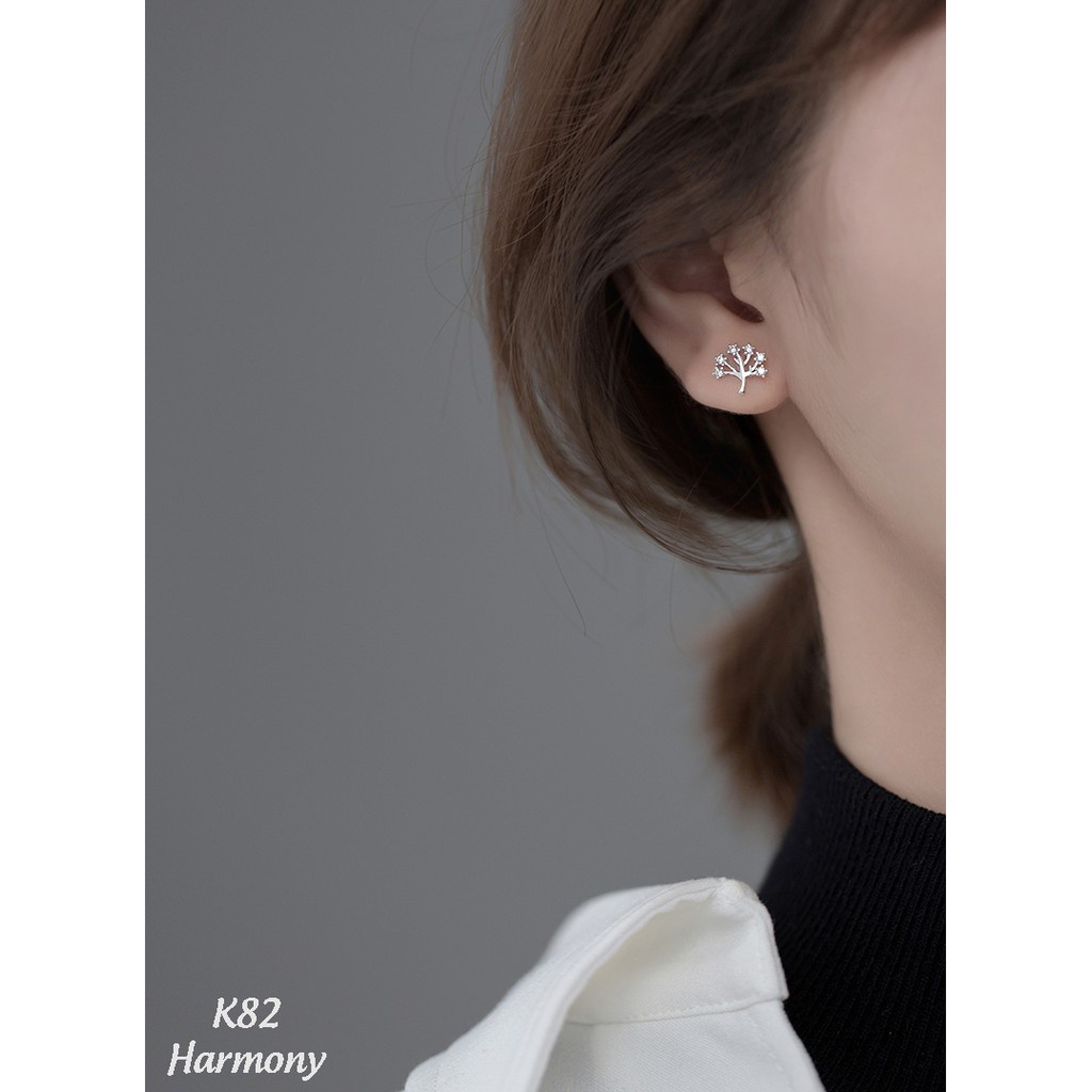 Khuyên tai nữ bạc mạ vàng đính đá hình cây mẫu mới trẻ trung The Tree | HARMONY ACCESSORIES K82