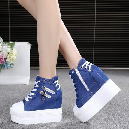 Kaisut wanita Giày Cao Gót 12cm Đế Xuồng Có Khóa Kéo Cho Nữ