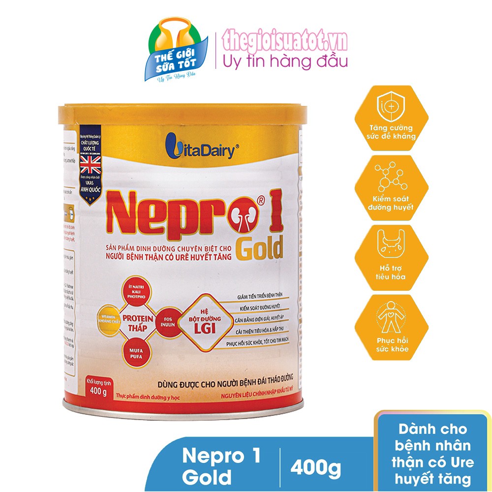 [Mã 159FMCGSALE giảm 8% đơn 500K] Sữa Nepro 1 Gold Dành cho người bệnh thận có URE huyết tăng - 400g