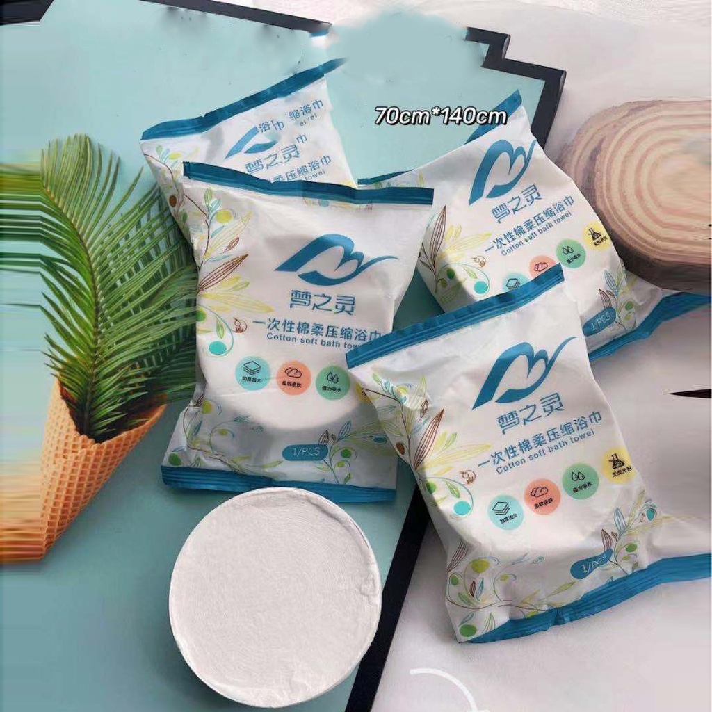 Khăn Tắm Viên Nén Du Lịch To 100% Cotton Size Lớn 70x140 Tiện Lợi