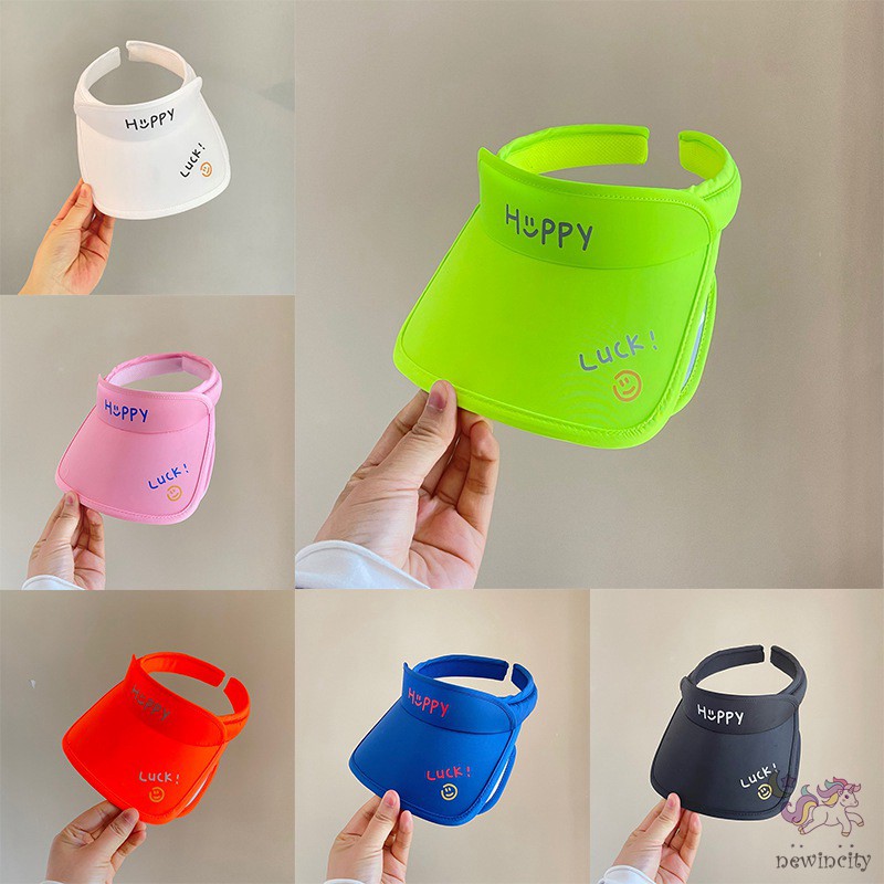 Mũ lưỡi trai che nắng không chóp màu sắc huỳnh quang phong cách mùa hè cho trẻ em