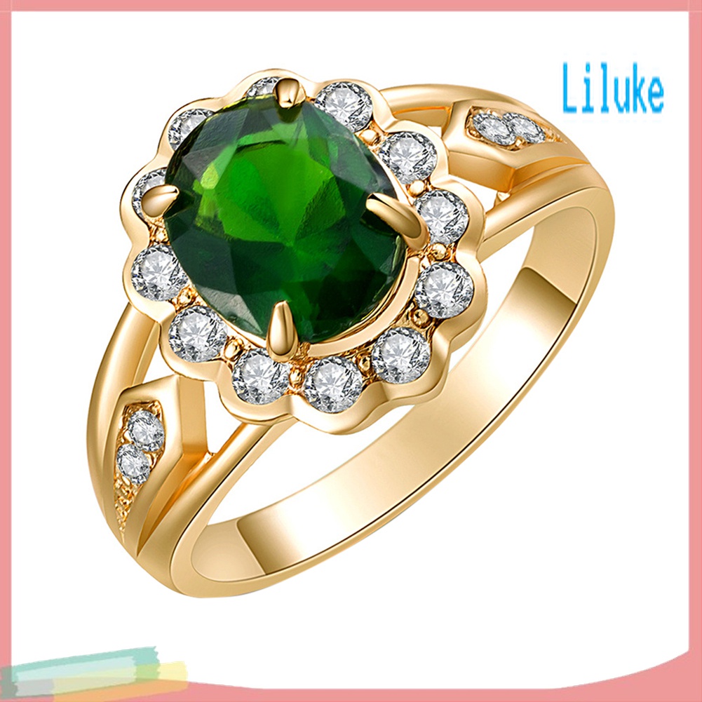 Nhẫn Hợp Kim Đính Ngọc Lục Bảo Phong Cách Cổ Điển Cho Nữ