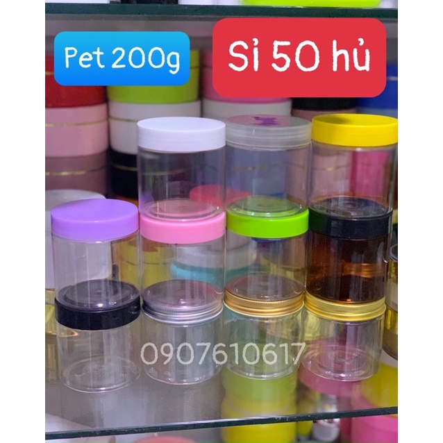 Sỉ 50 hủ pet trong 200g nắp màu