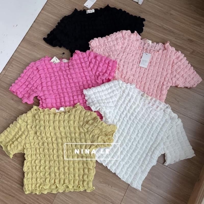 Áo croptop vải xốp xịn vuông nổi XV2