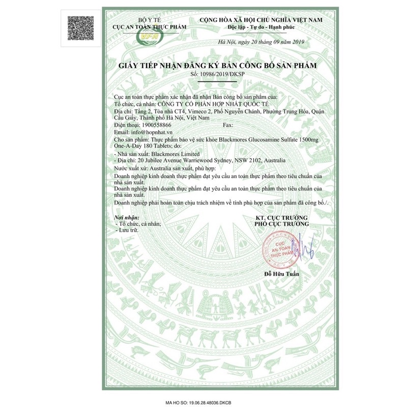 Blackmores Glucosamine 1500mg - Viên uống hỗ trợ xương khớp (180v)