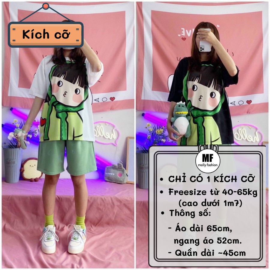 Set đồ bộ hoạt hình ❤️ Bộ mặc nhà Cartoon BÉ MŨ XANH form rộng Unisex nam nữ Molly Fashion