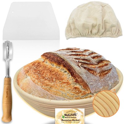 Walfos tự nhiên Rattan Banneton / Sourdough Bread Proofing Giỏ với vải lót