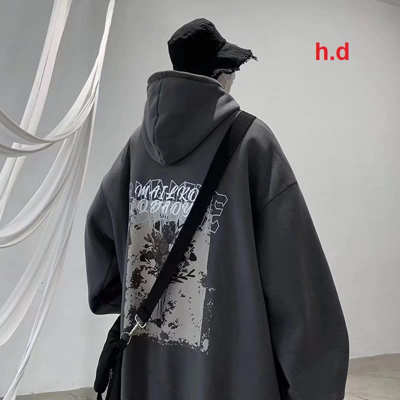 Áo hoodie dáng rộng dài tay lọ hoa Chất nỉ ngoại phong cách Hàn Quốc mùa thu đông cho nam